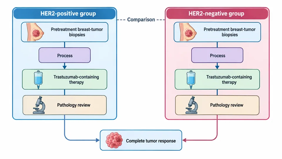 Research-inspired comparison of response by HER2 status after trastuzumab-containing therapy.