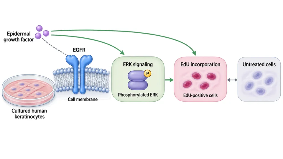 Original graphical abstract example showing EGF–EGFR–ERK signaling and keratinocyte proliferation.