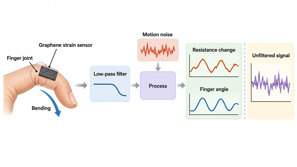 Research-inspired engineering workflow for a flexible graphene finger-motion sensor.