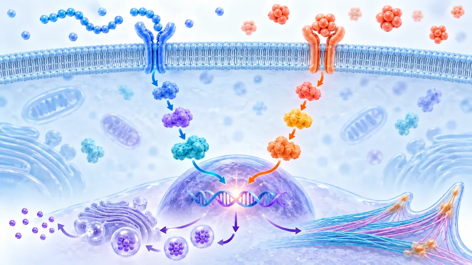 Graphical abstract template for a cell signaling pathway.