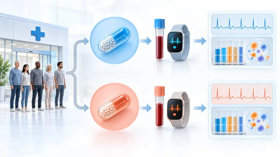 Reference clinical study layout with placeholder labels.